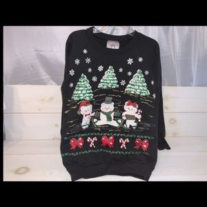 christmas bears trees sweatshirt VINTAGE Bears & Gifts Black ugly sweater